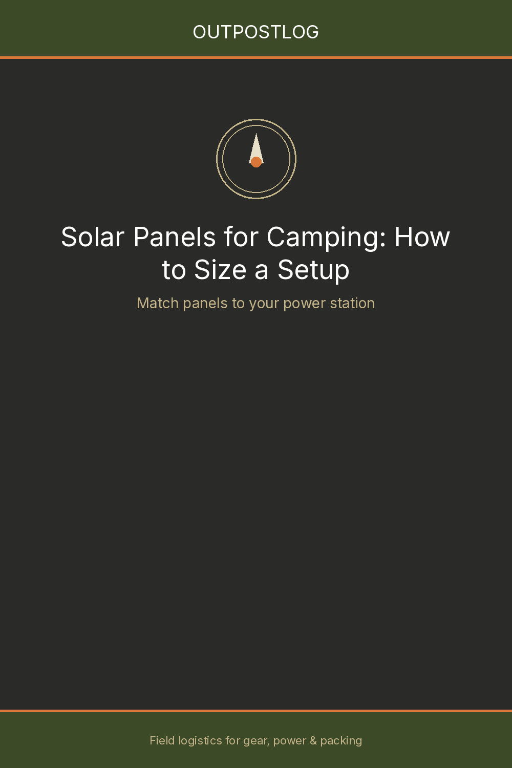 OutpostLog title card: Solar Panels for Camping — How to Size a Setup